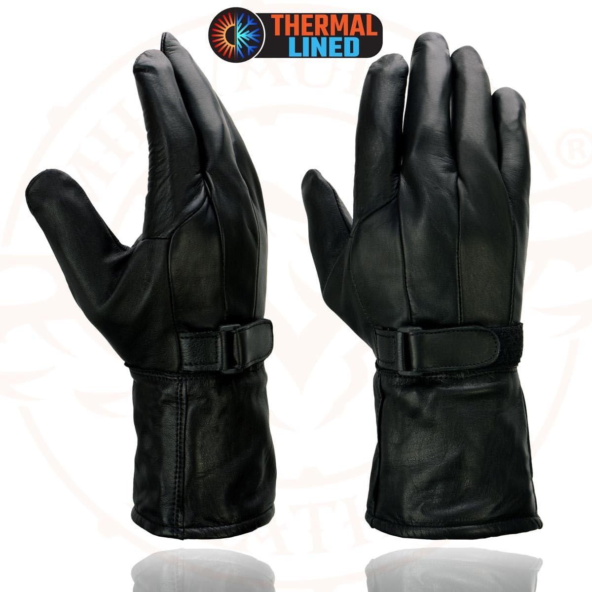 Milwaukee Leather MG7505 Men's Black Gauntlet Leather Winter Motorcycle Hand Gloves - Image 2
