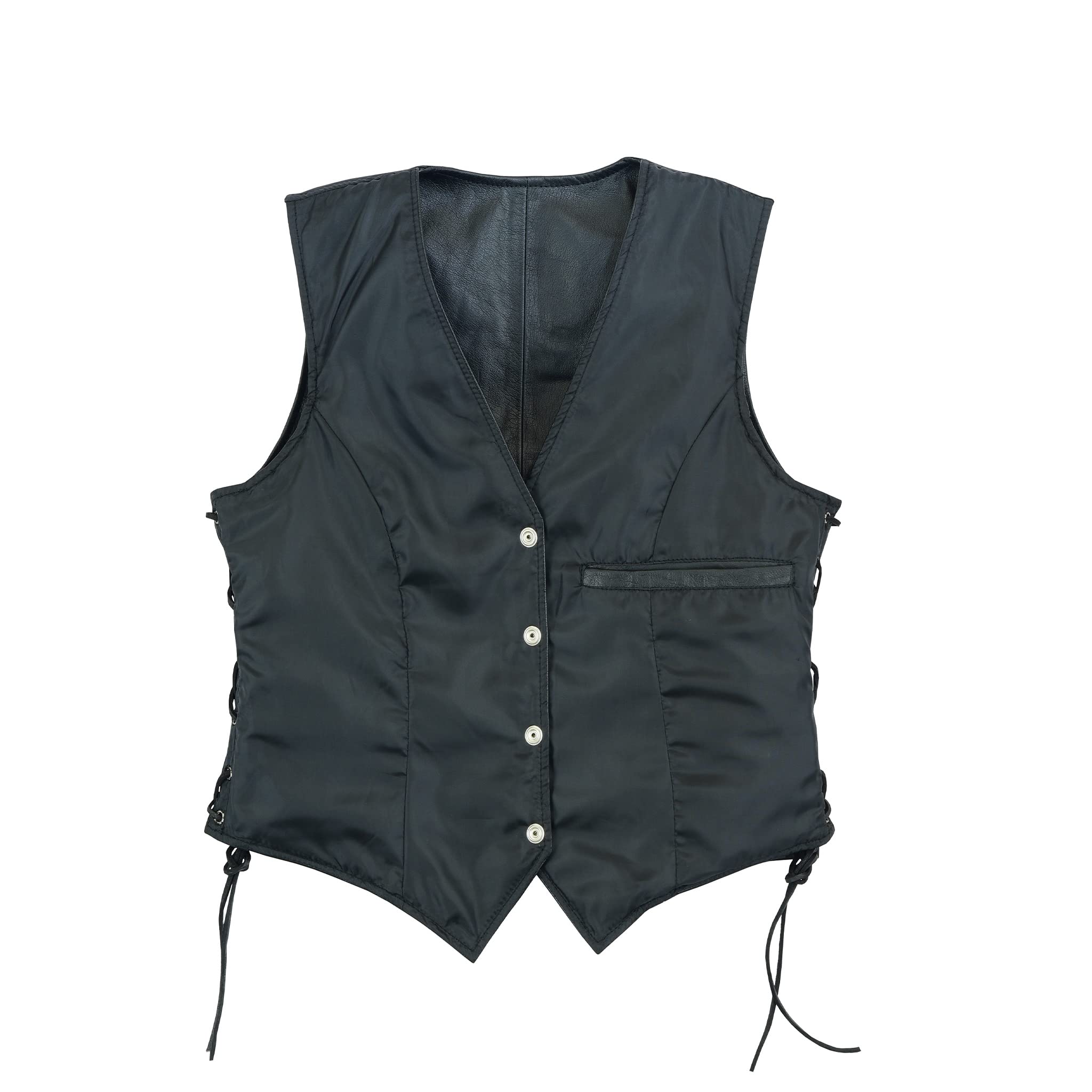 Leatherick Chaleco estilo motorista trenzado de cuero para mujer para chaqueta/chaleco sin mangas casual y de moda