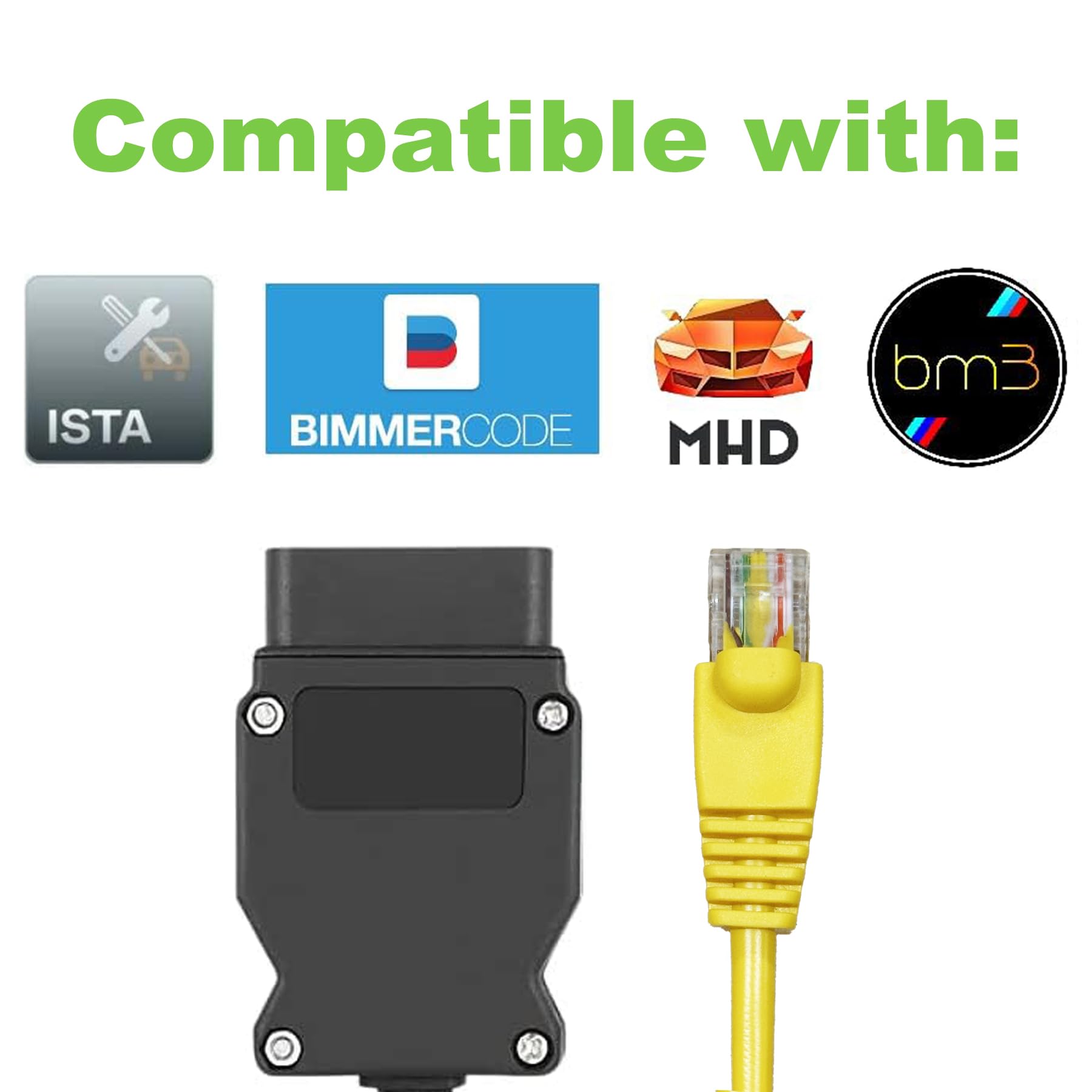 ENET Kabel OBD2 do BMW serii F & G, obsługuje kod Bimmercode, ISTA+, E-SYS, ICOM, Bootmod3, adapter MHD, kabel RJ45 2 m do kodowania ECU