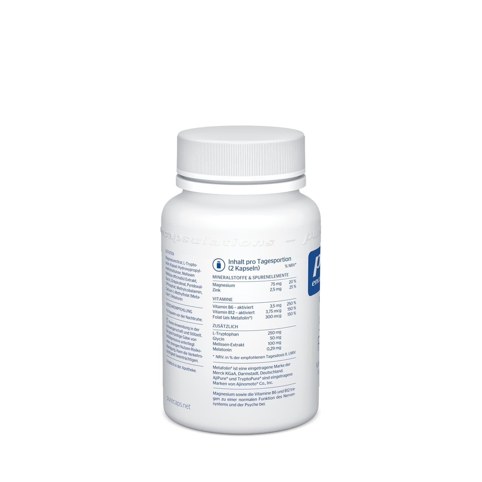 Pure Encapsulations - Schlaf Formel - Nährstoffkomplex mit Melissen-Extrakt, B-Vitaminen, Magnesium, Zink und Aminosäuren - 60 Kapseln