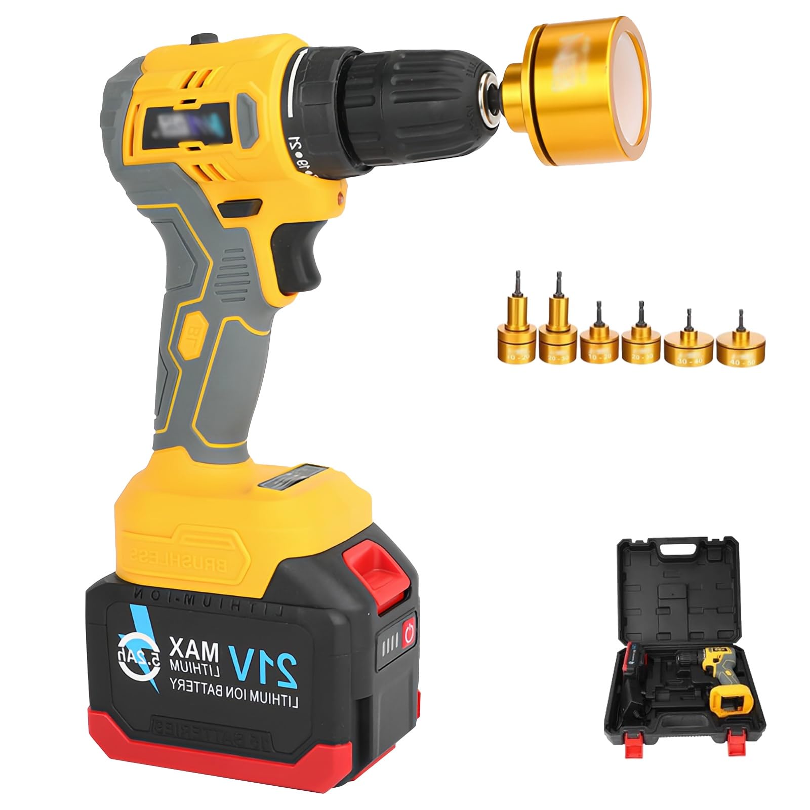 BOOZXCV Electric Bottle Capping Machine, Hand-Held Screw Capper with 6, 350-1350 RPM Adjustable, LED Lighting, 21-Speed Torque Adjustment for Various Bottle Caps