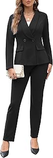 Women's Fall Business Pant Suit Long Sleeve Formal 2 Piece Blazer Set Ca...