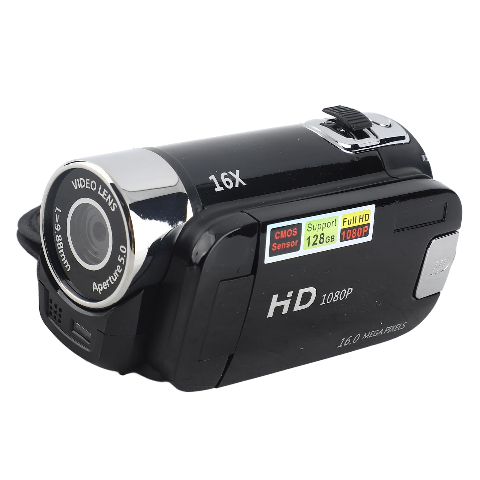 Videocamera Digitale FHD Camcorder Con Rotazione di 270°, Alta Definizione 1080P, 16X Zoom, 32G Scheda Memoria per YouTube