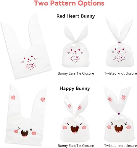 Miniatura 3 de Qavctw 50 bolsas de regalo de Pascua con orejas de conejo, bolsas de regalo de orejas de conejo blancas de Pascua, bolsas de regalo para huevos,