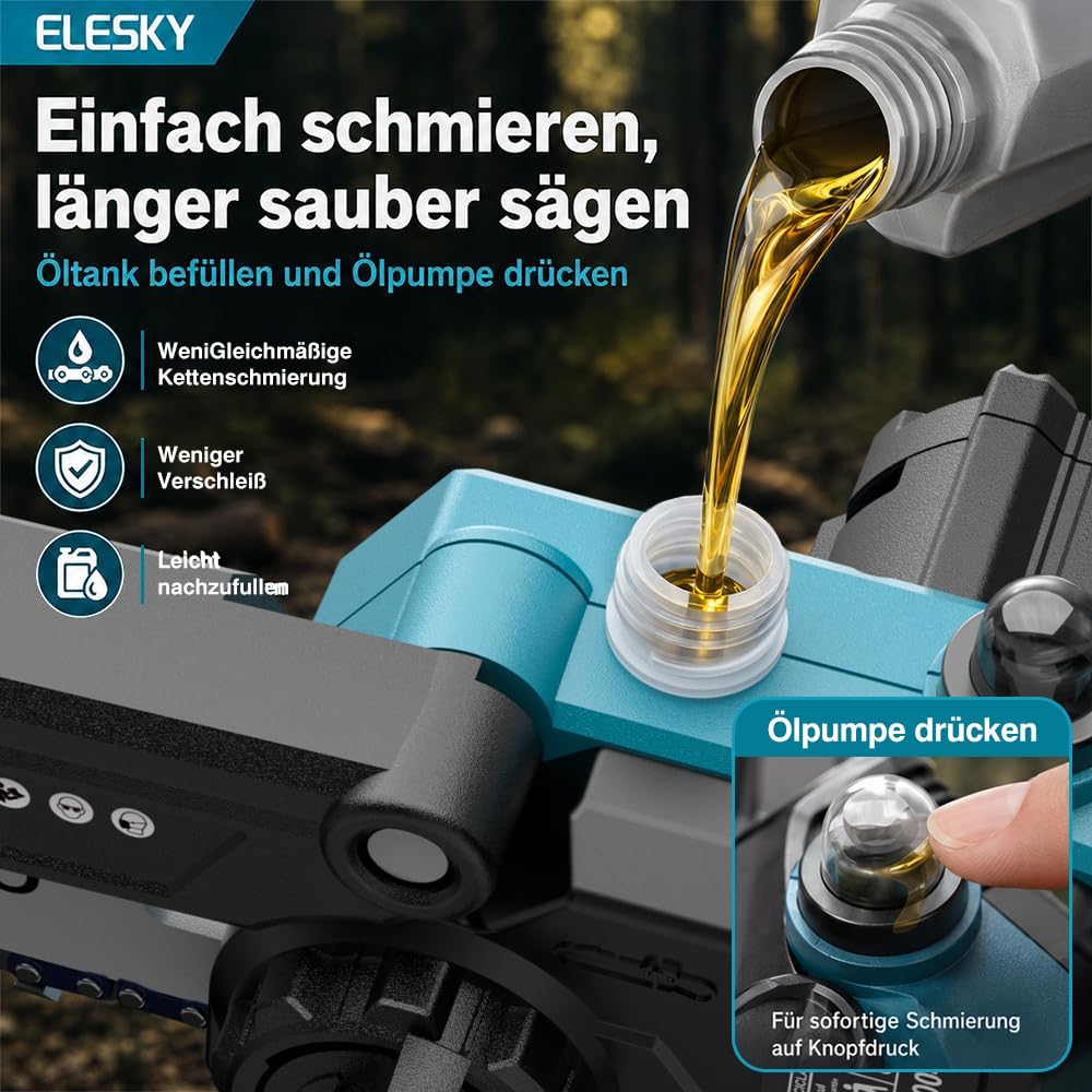 Mini Kettensäge 6 & 8 Zoll Set, Astsäge Akku für Baum- und Astschnitt, Kleine Säge mit Automatische Kettenschmierung & Werkzeuglose Kettenspannung, Kompatible mit Makita Akku 18V (ohne Akku)