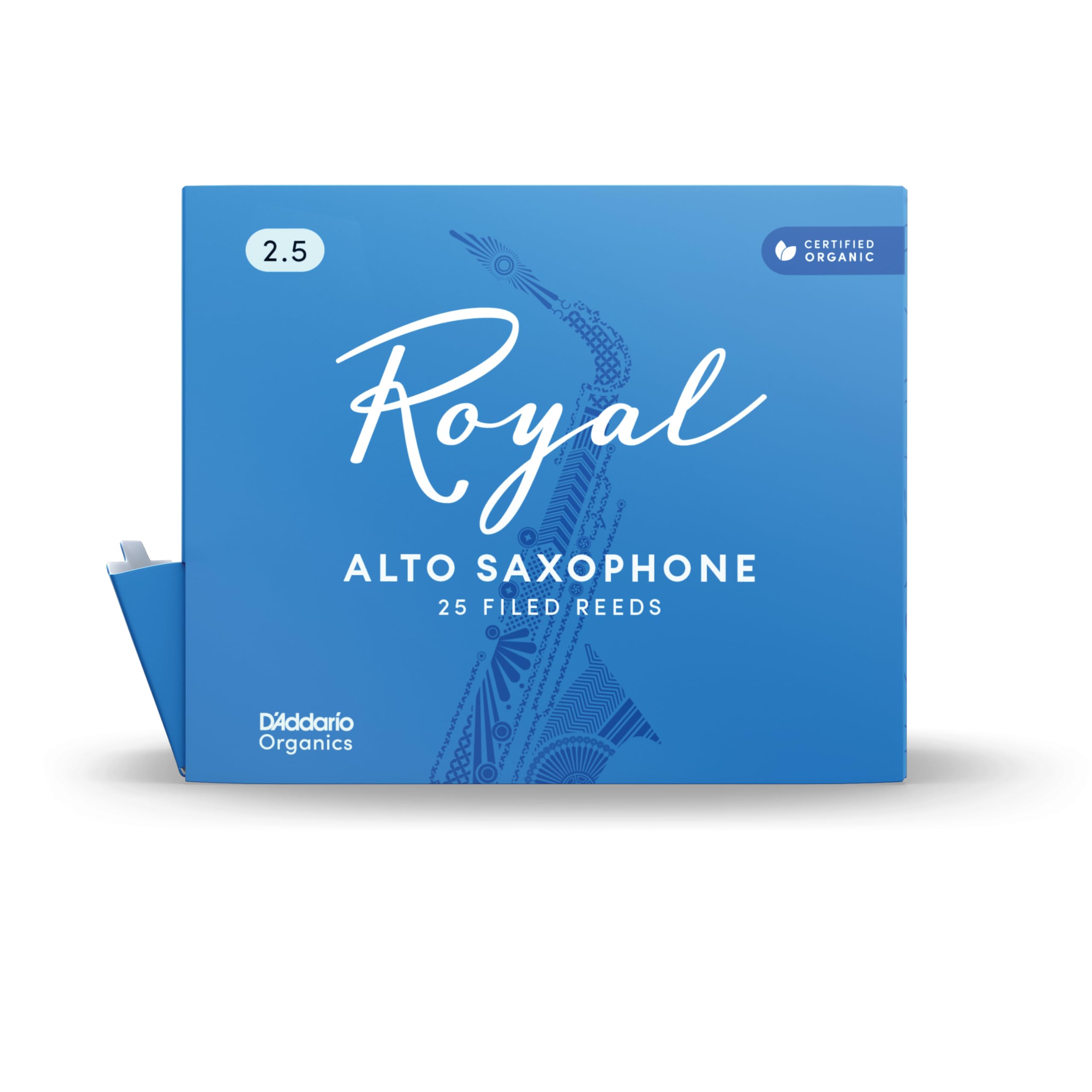 D'Addario Woodwinds – Anches de saxophone alto royal avec colonne vertébrale solide – Idéales pour le saxophone alto classique ou jazz – Force 2,5 – Lot de 25