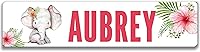 Vista 1 de Elephant Nursery Sign with Personalized Baby Name in Pink - Custom Little Girls Name Sign for Bedroom Door - Nursery Name Sign - Safari Themed Room
