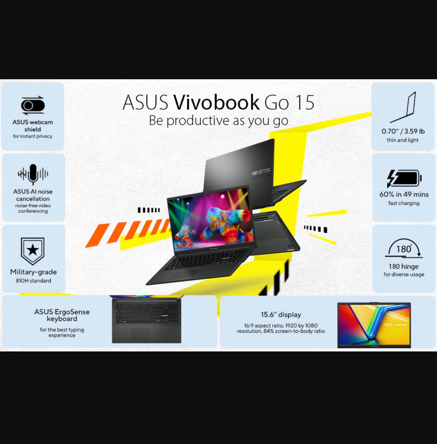 Amazon.com: ASUS Vivobook Go 15.6” Business Slim Laptop, AMD Ryzen