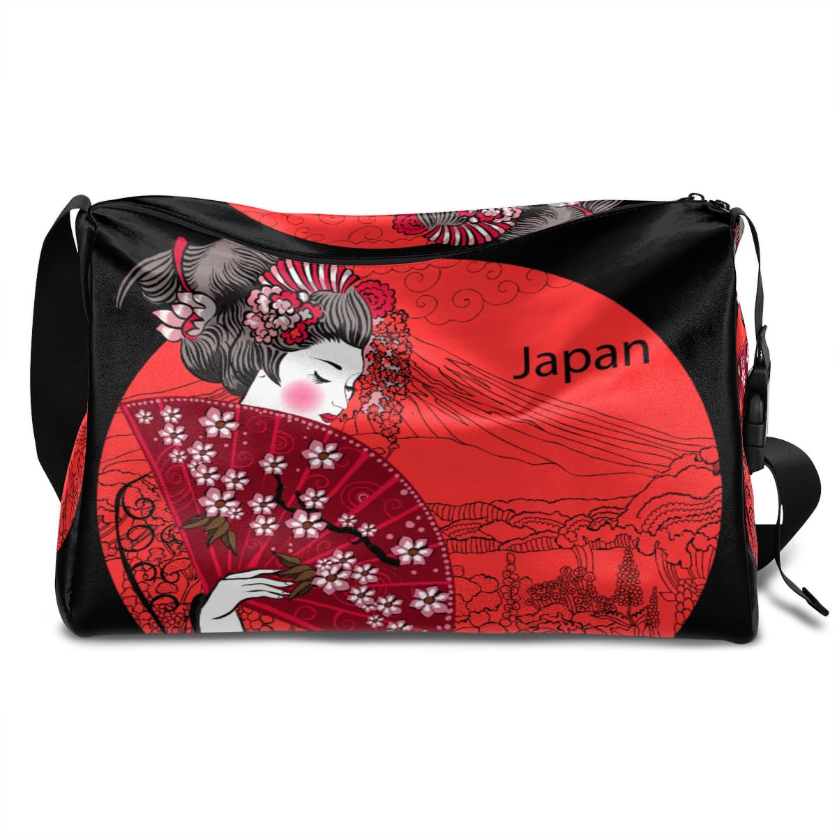 Geisha Japan - Borsone da donna in pelle per uomo, donna, ragazzi e ragazze, borsa da viaggio per sport, palestra, borsa da viaggio, borsa a tracolla singola, Colore, 18.5L, Organizer per borse