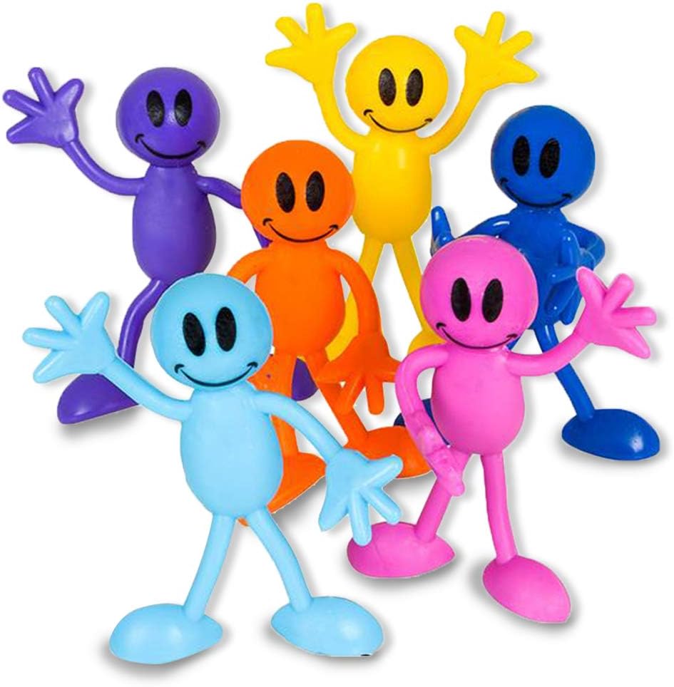 ArtCreativity Bendable Smile Figures - 12 Smiley Face Flexible Toys for Kids & Adults, Party Favors, Goody Bag Stuffers, Easter Basket & Piñata Fillers