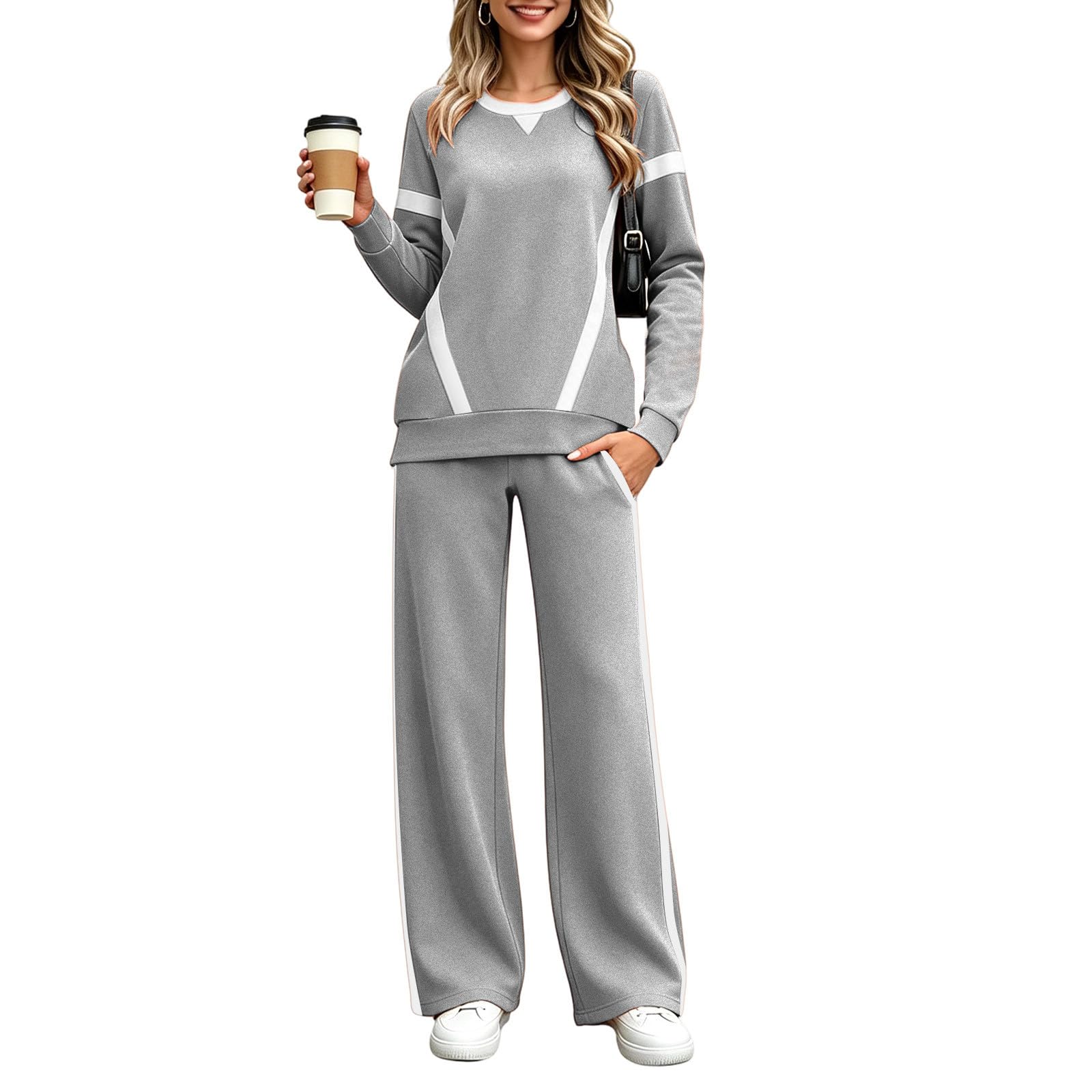 Completo Felpa Donna e Pantaloni Tuta Jogger Comfort Casual Coordinato