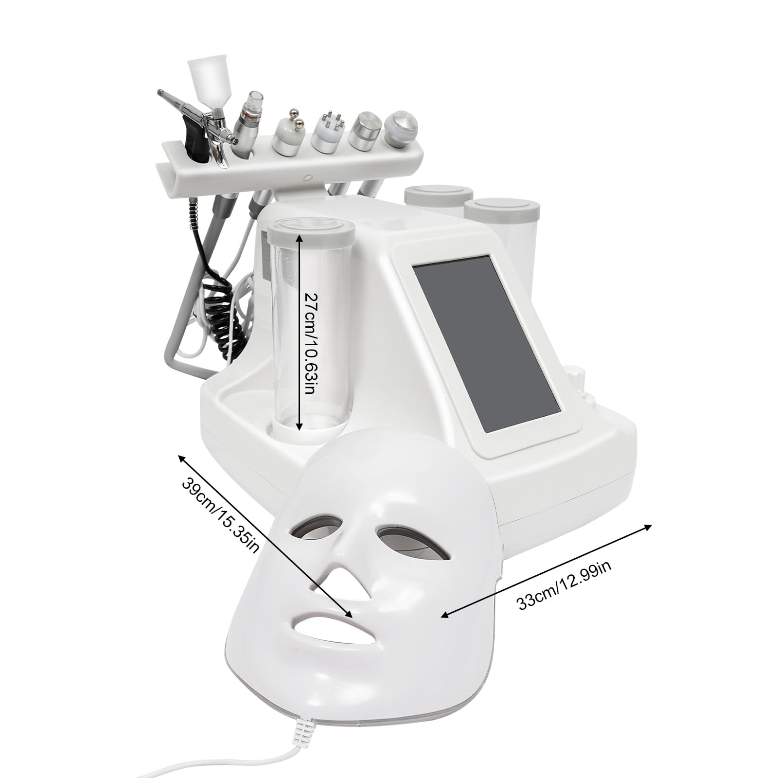 Máquina de belleza 7 en 1, oxígeno hidrógeno, limpieza profunda, Hydra Beauty Facial Care Machine con máscara LED, pequeñas burbujas de aire, instrumento de limpieza con pantalla LED