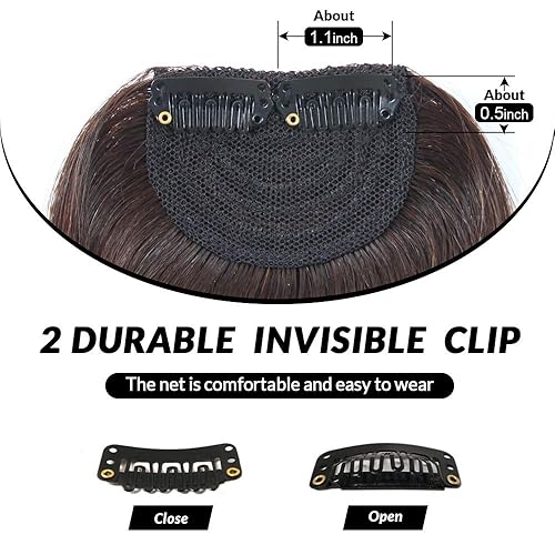 Miniatura 4 de Shinon Flequillo lateral grueso flequillo natural con clip en flequillo extensiones de cabello humano real barrido lateral flequillo flequillo