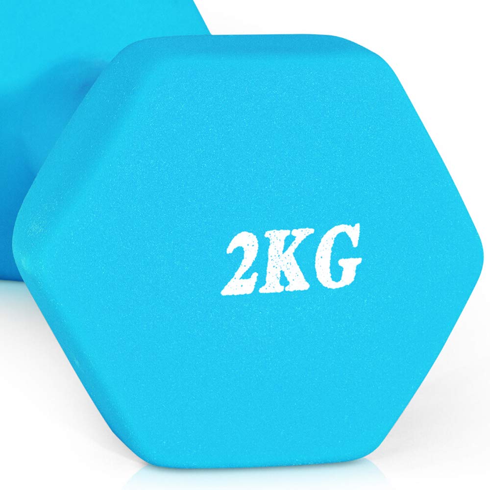 Neopreno Dumbells, Juego de 2 Pesas de Mano Pesas, Pesas Gimnasio en casa Aptitud Mano Brazo Pilates Pesas Conjunto, Pesas Disponibles - 2 kg, 3 kg, 4 kg (Que se Vende como un par)
