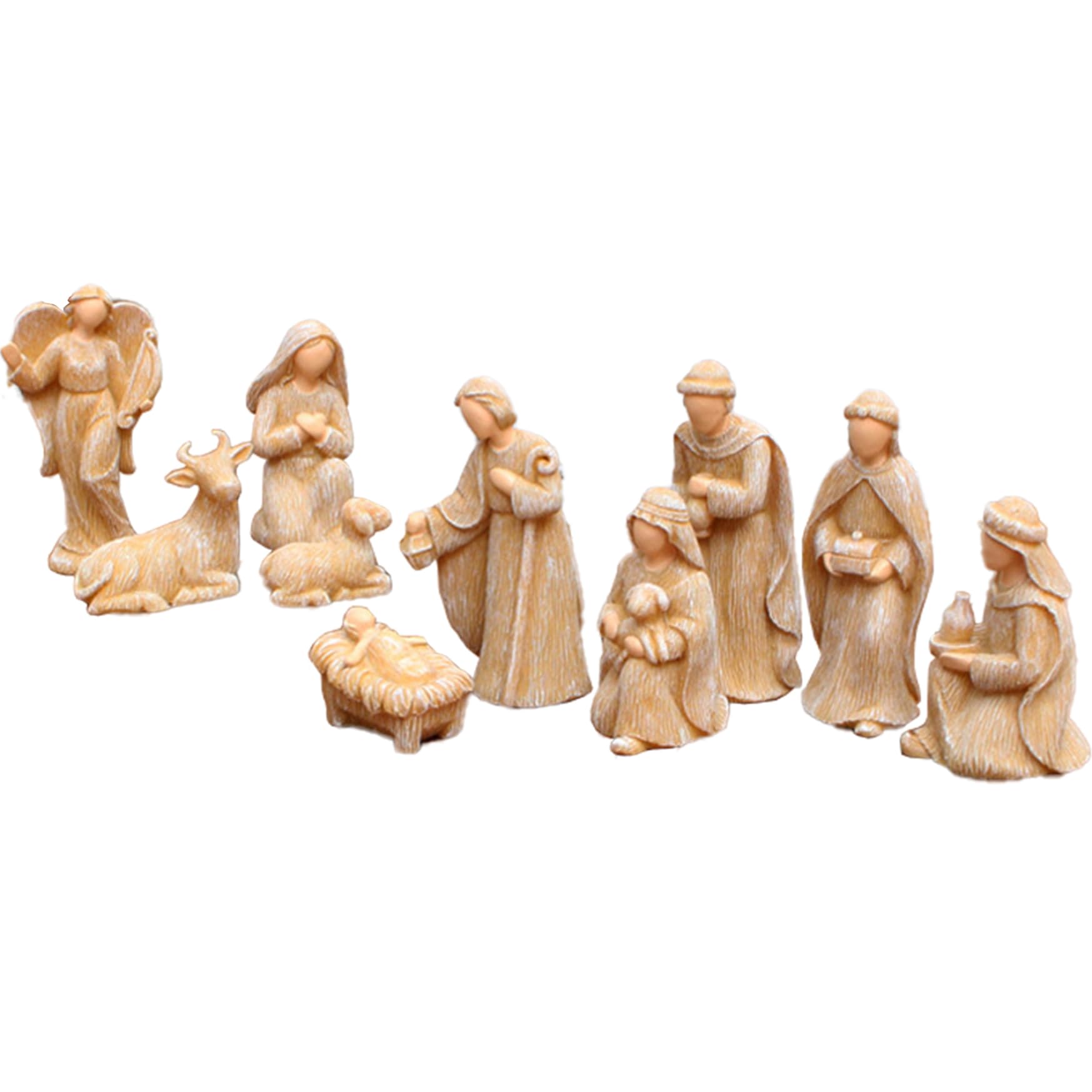 CAKEEYUM Nativity Set 10Pcs/Set Christmas Resin Religious Simulation Nativity Scene Christmas Decorations for Indoor Tabletop Party, Scene, Na