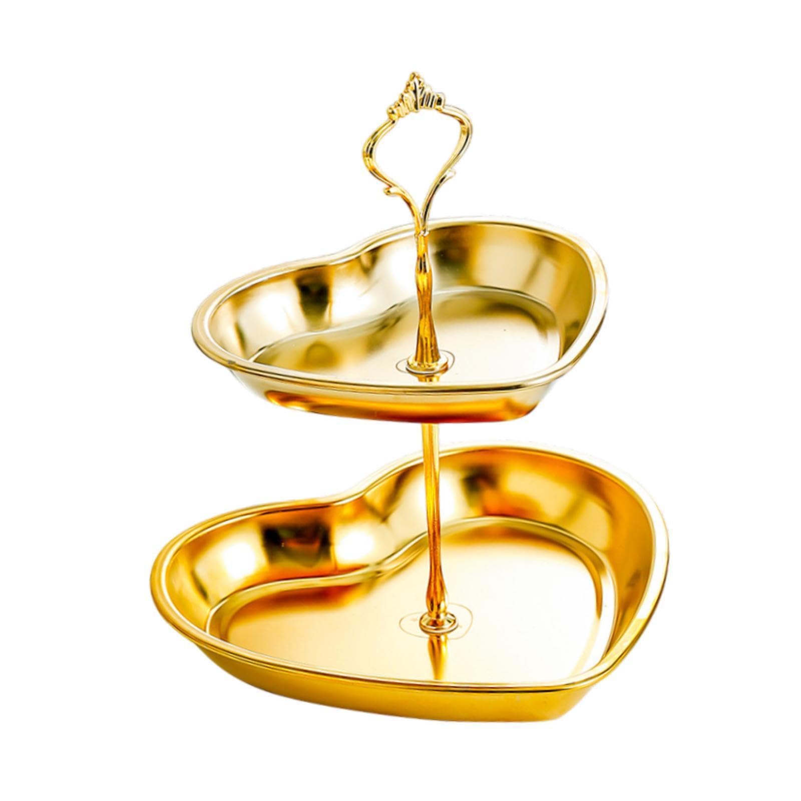 Amslsiu Golden Multi Tier Cupcake Holder Stand Made Stainless Steel Displaying Cupcakes Fruits And Snacks At Events Design2 Tiers Heart Shaped Cupcake Towers Holder
