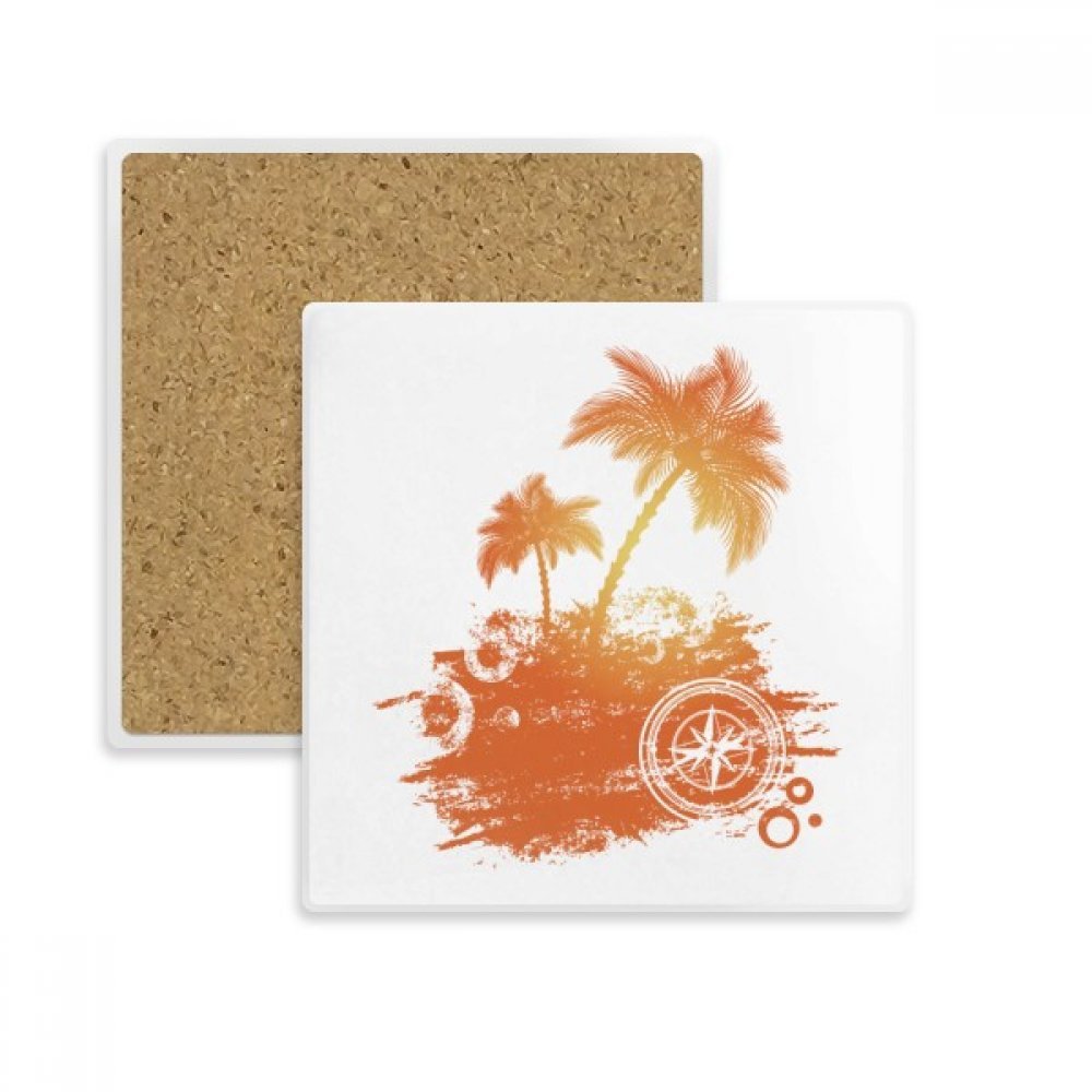 Coaster carré arbre coconut beach anti trace dessous de verre pierre absorbant