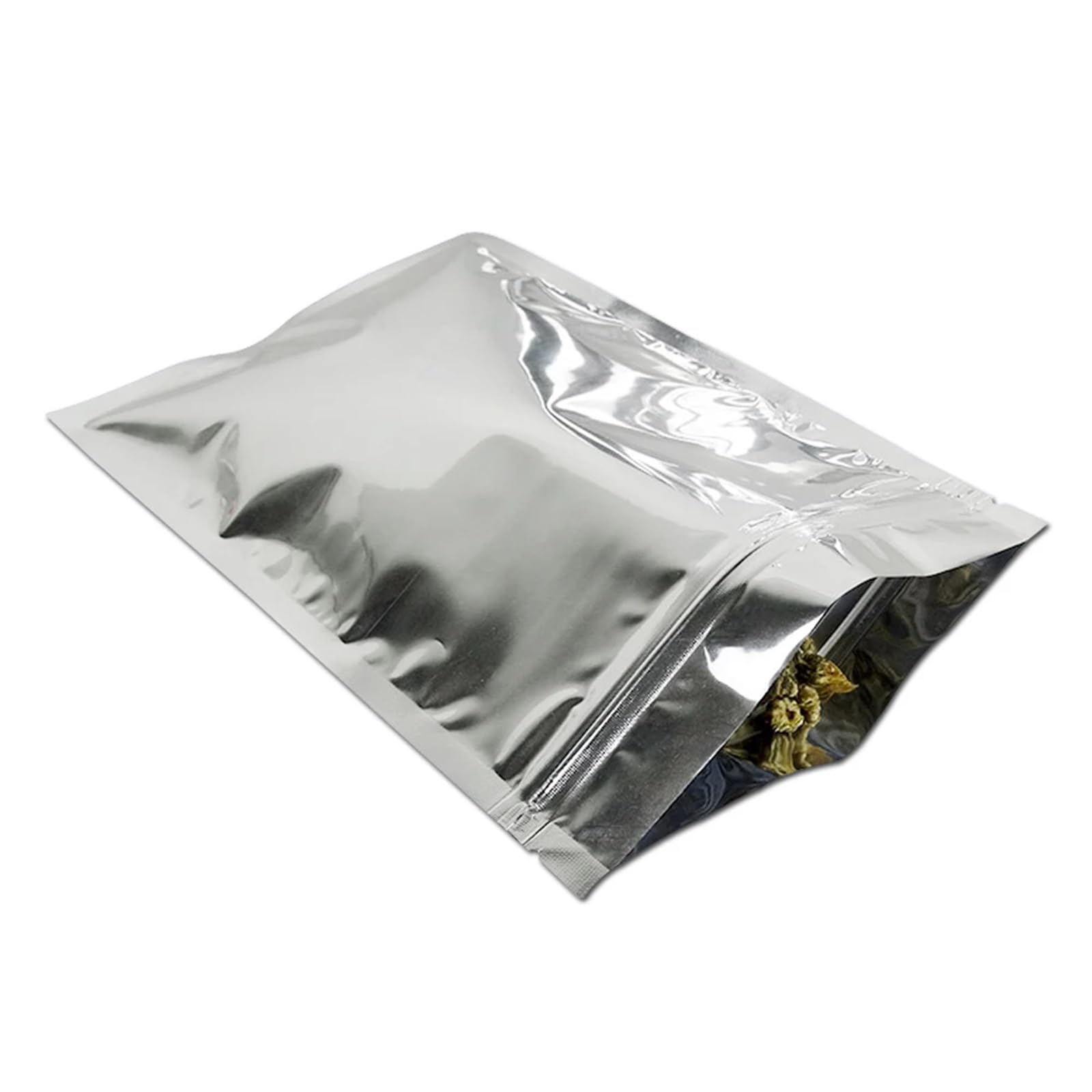 woreczek strunowy, 100 szt. Srebrne torebki z folii Mylar Zip Lock samoprzylepnym zamknięciem, płaskie woreczki nacięciem do żywności, kawy mielonej, herbaty, cukierków(10x15cm)