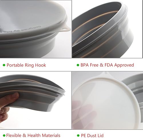 Miniatura 7 de ME.FAN Cuencos plegables de silicona  Tazón de viaje plegable de silicona con tapas  Juego de recipientes expandibles para almacenamiento de