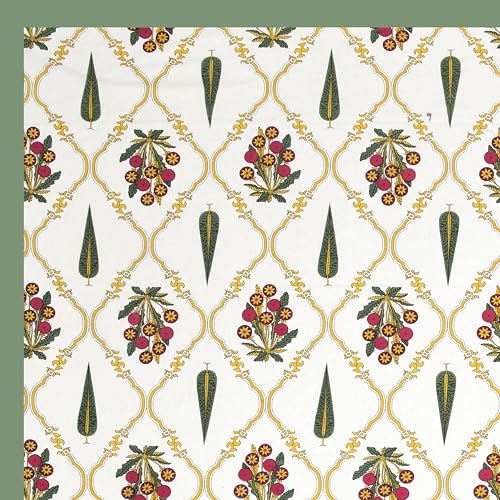 Image of BLOCKS OF INDIA Hand Block Printed 200 TC Cotton King Size Bedsheet | Green Patti