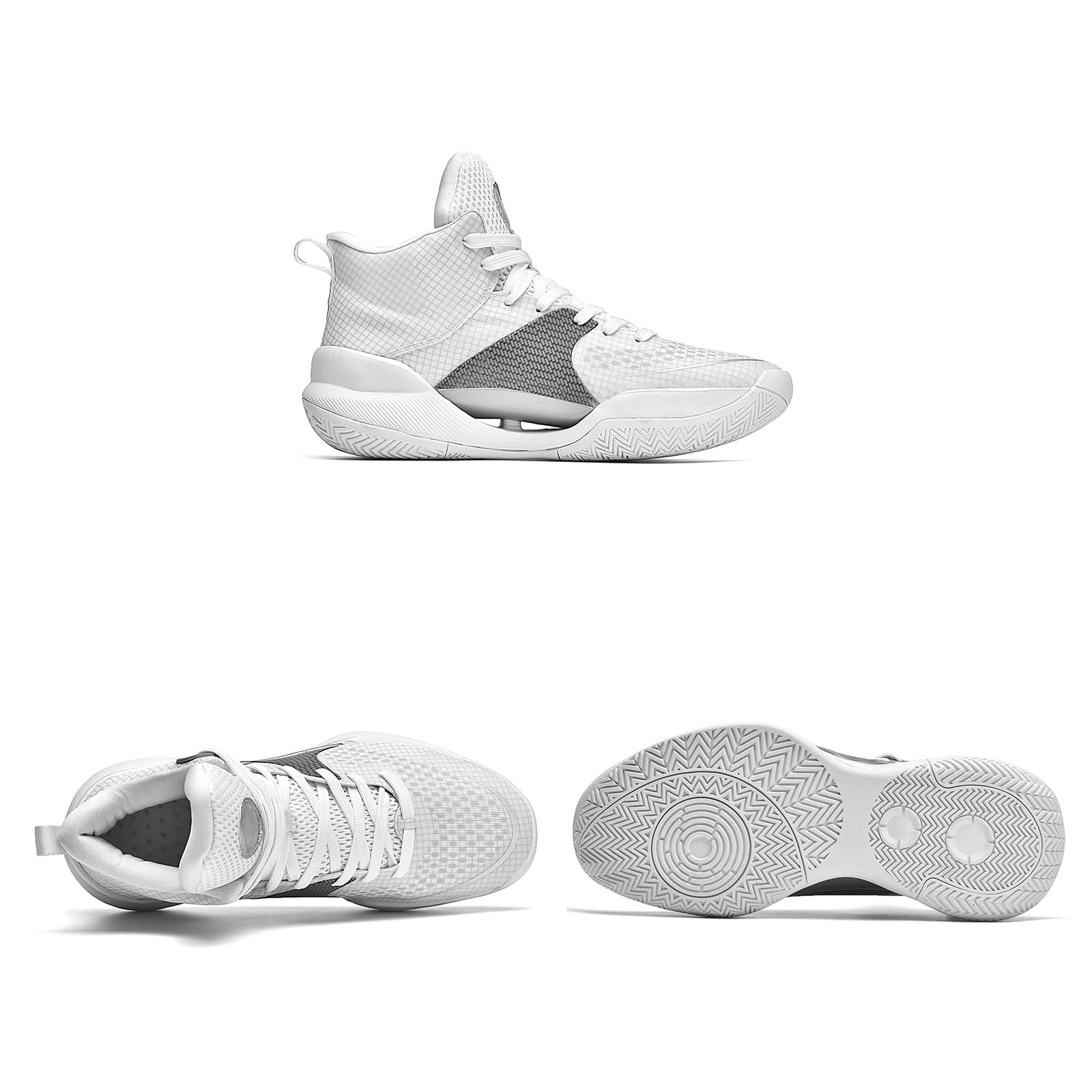 Scarpe da basket alte da uomo con lacci sportivi in ​​rete leggera, intersuola ammortizzata, supporto elevato della caviglia, trazione duratura