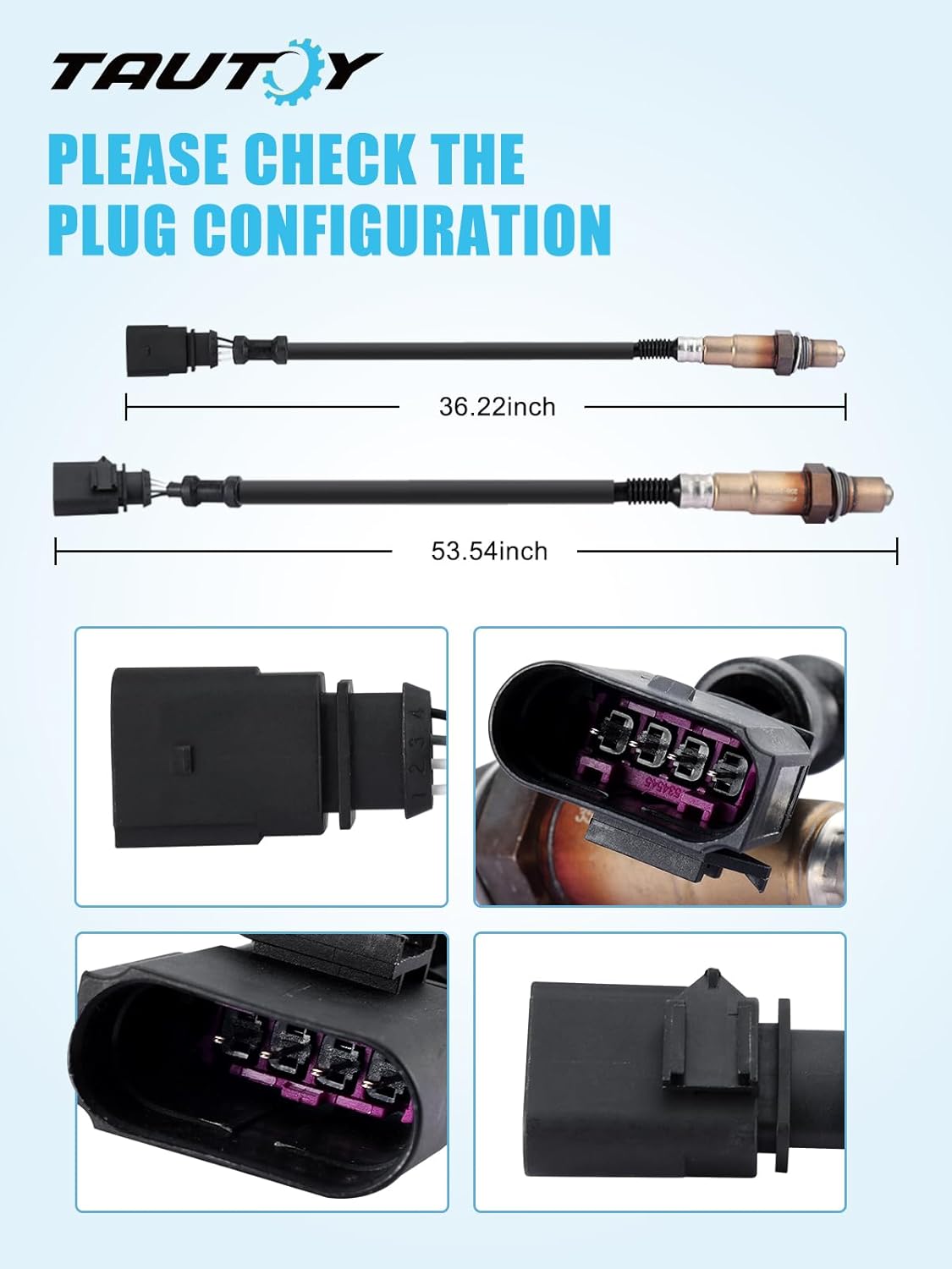 TAUTOY 250-24672 O2 Oxygen Sensor Downstream 2PCS for Audi A3/A4/A5/A6/A8/Q3/TT Quattro, Q5, S5, allroad & Volkswagen Beetle, CC, Eos, Golf, GTI, Tiguan, Passat, Touareg & Porsche Cayenne
