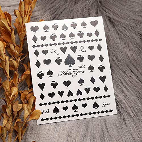 Playing Card Nail Art Stickers Funny Digital Card 3D Self Adhesive Holography Nail Decals For Women Girls Kids #TOP3