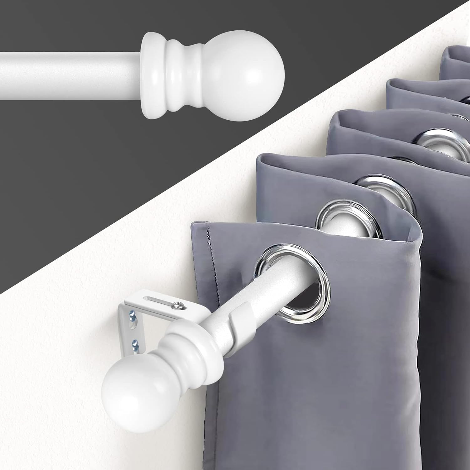 Curtain Rod for windows,1Inch Adjustable Single Curtain