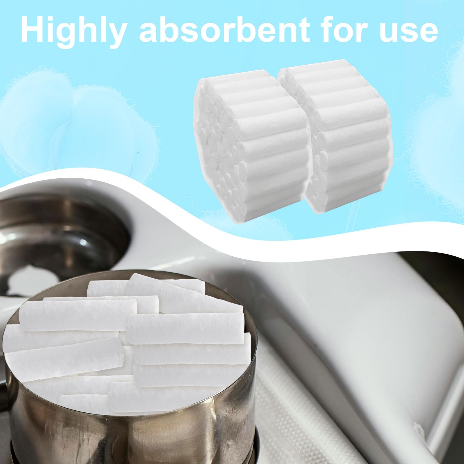 FUIPVGI 250 Stück Zahnärztliche Wattebäusche Dental Cotton Rolls Dental Gaze Rollt Zahngaze Hochsaugfähige Wattebausch Wattepads für Zahnärzte Nasenstöpsel für Blutige Nase Zähne Mund (Weiß)
