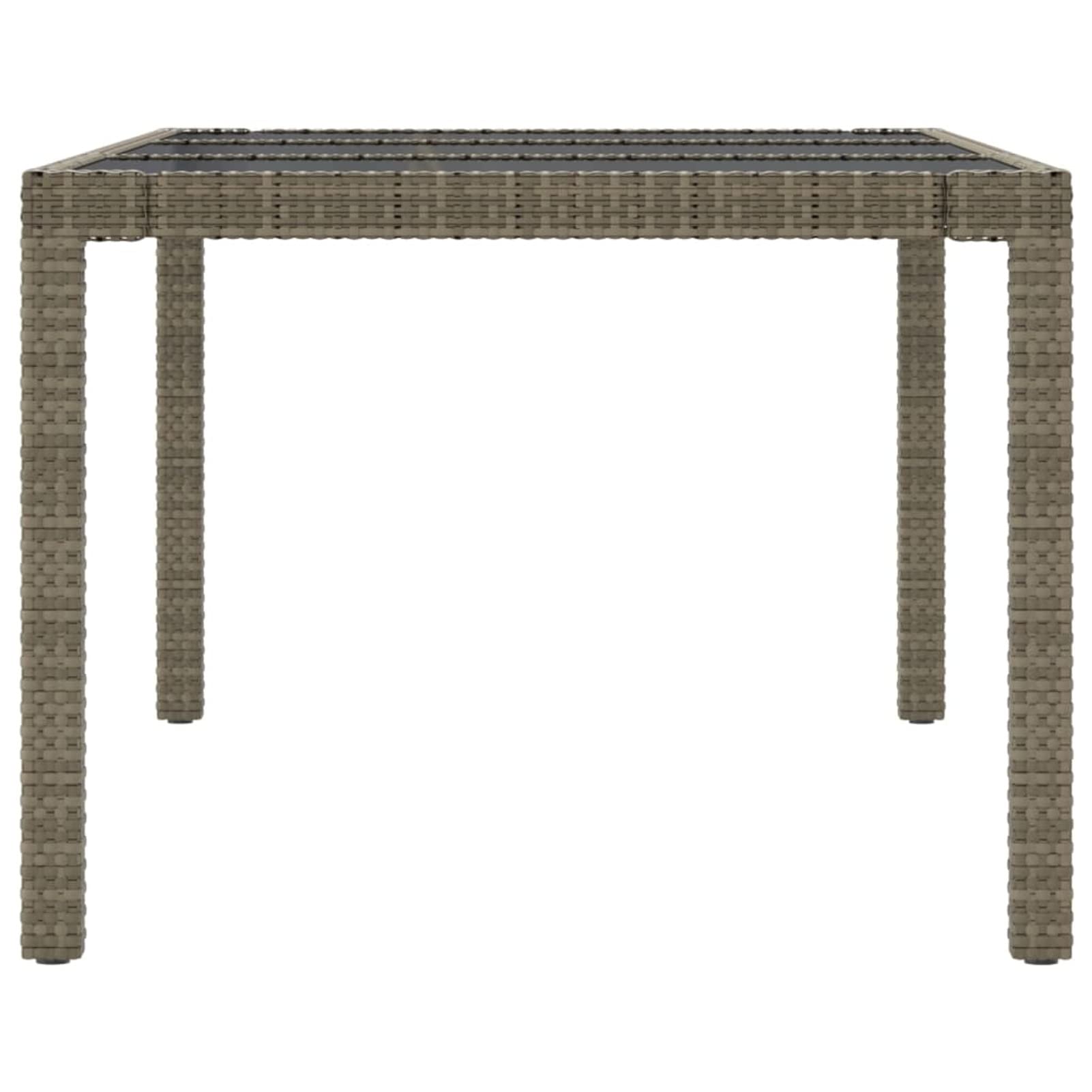 Homgoday Mesa de jardín, mesa de balcón, mesa de terraza, jardín, mesa de comedor, muebles de jardín, balcón, terraza, rectangular, gris, 190 x 90 x 75 cm, cristal templado y ratán sintético