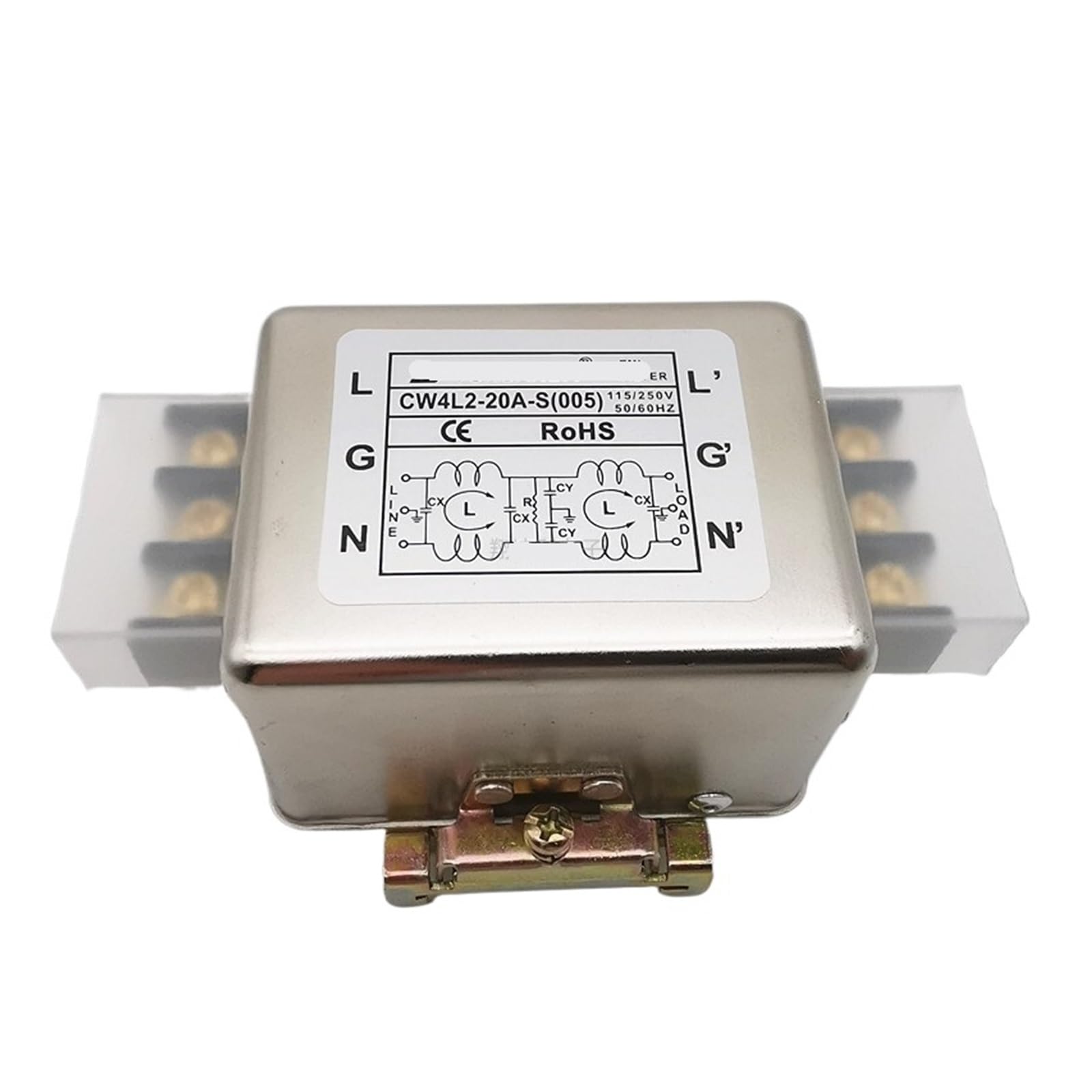 Bornier CW4L2-20A-S et filtre d'alimentation secteur 20A anti-interférence rail DIN