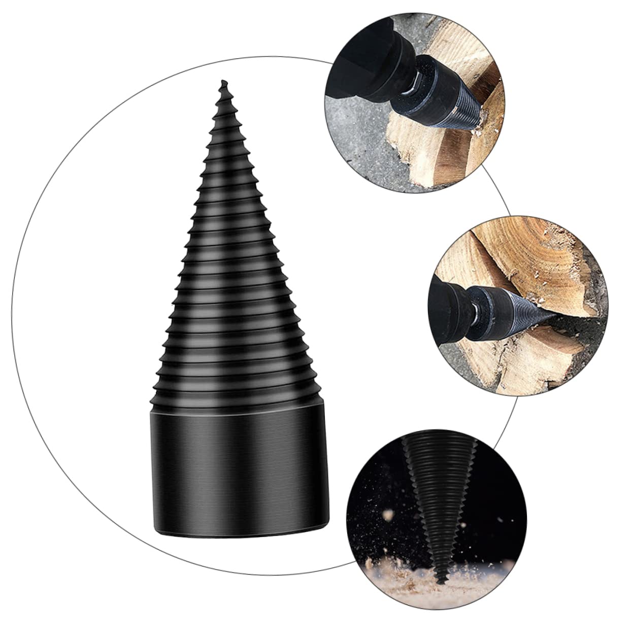 Punta per Trapano Spaccalegna in Acciaio, 50mm, per Legno Duro e Legna da Ardere, Scanalatura Antiscivolo, Facile da Forare