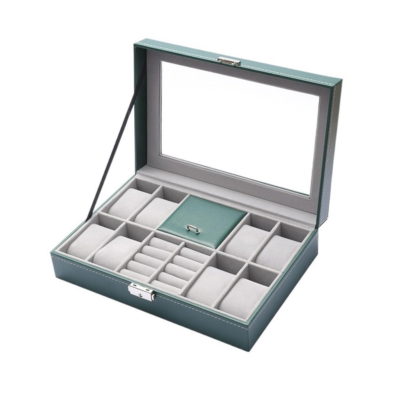 Kx9Lb8d Watch Storage Box Multifunctional Jewelry Storage Box Ring Watch Organizer PU Leather Holder Display
