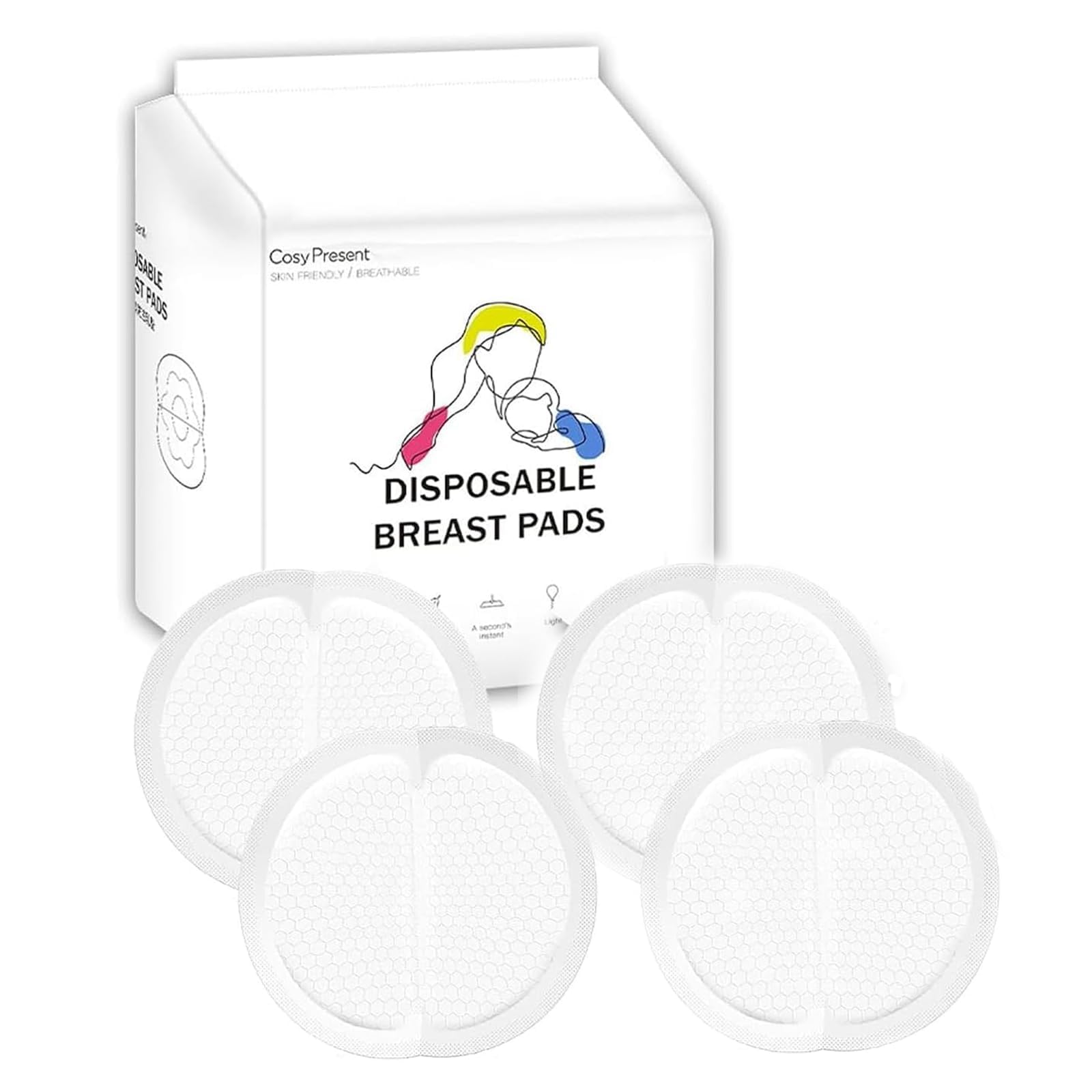 Breast Pads of 200pcs, Stay Dry Disposable Nursing Pads,Soft and Super Absorbent Breast Pads,Leakproof Design,Nipple covers for Breast Feeding