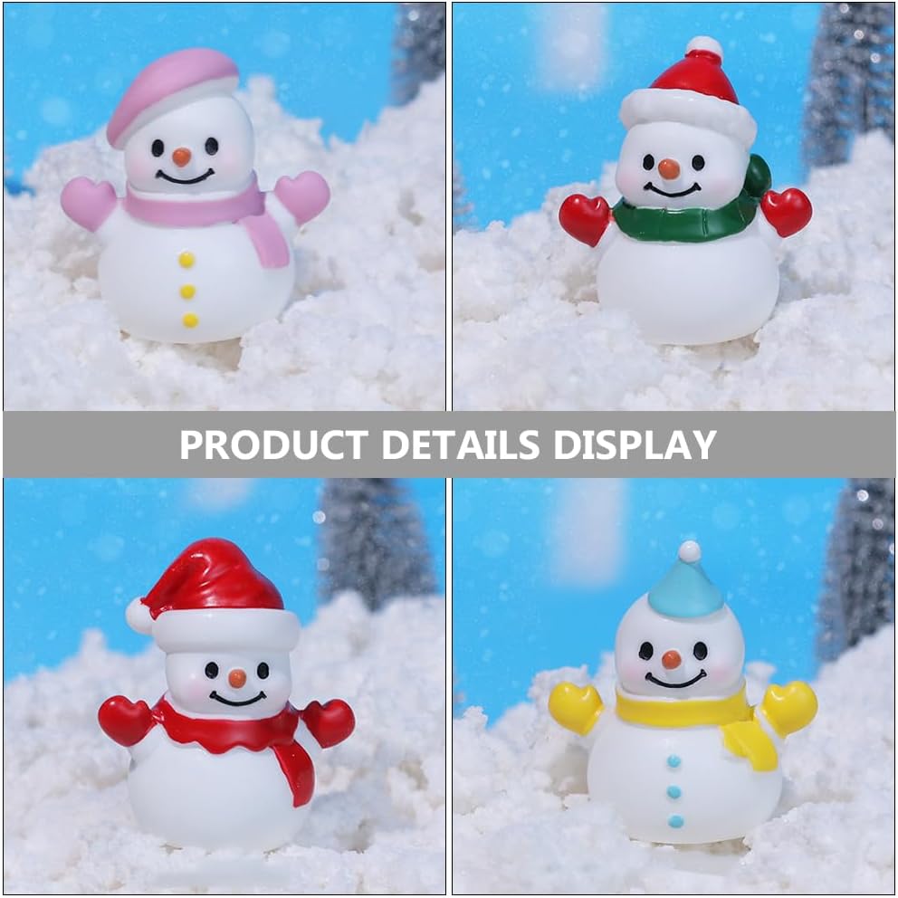 VICASKY 6pcs Miniature Christmas Figurines Mini Snowman Figures for Crafts 6 Assorted Styles Resin Snowmen Micro Landscape Cute Small Snowman Winter Decoration for Christmas Dollhouse Ornament - Image 5