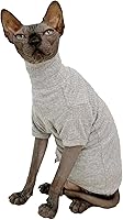 Vista 5 de Sphynx - Camisa de algodón para gatos sin pelo, cuello alto, camisetas de gatito con mangas, pijama de gato para Sphynx Cornish Rex, Devon Rex, Negro