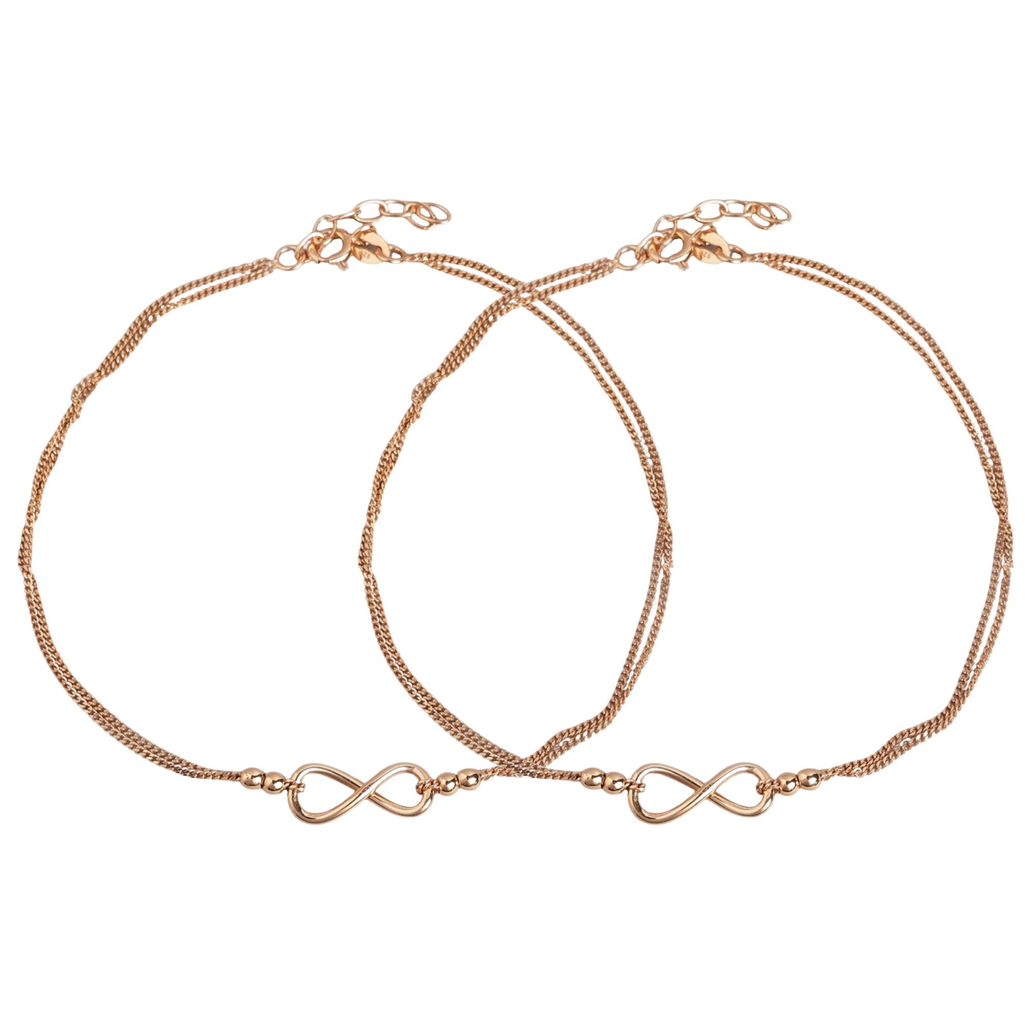 zavya 925 Sterling Silver Modest Infinity Rose Gold Anklet (Pair) | Gift for Women & Girls| With Certificate of Authenticity & 925 Stamp-picture-15
