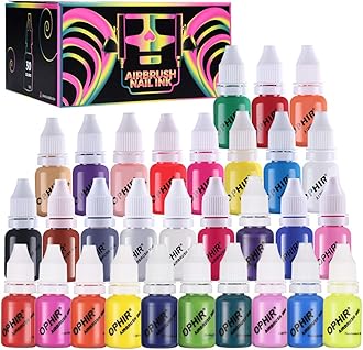 OPHIR 30 Colors Nail Art Inks Airbrush Paint Acrylic Paint Nail Polish/Pigments for Model Hobby, Craft,Leather & Shoe Painting, Nail Stencils Painting 10ML/Bottle Nail Tools