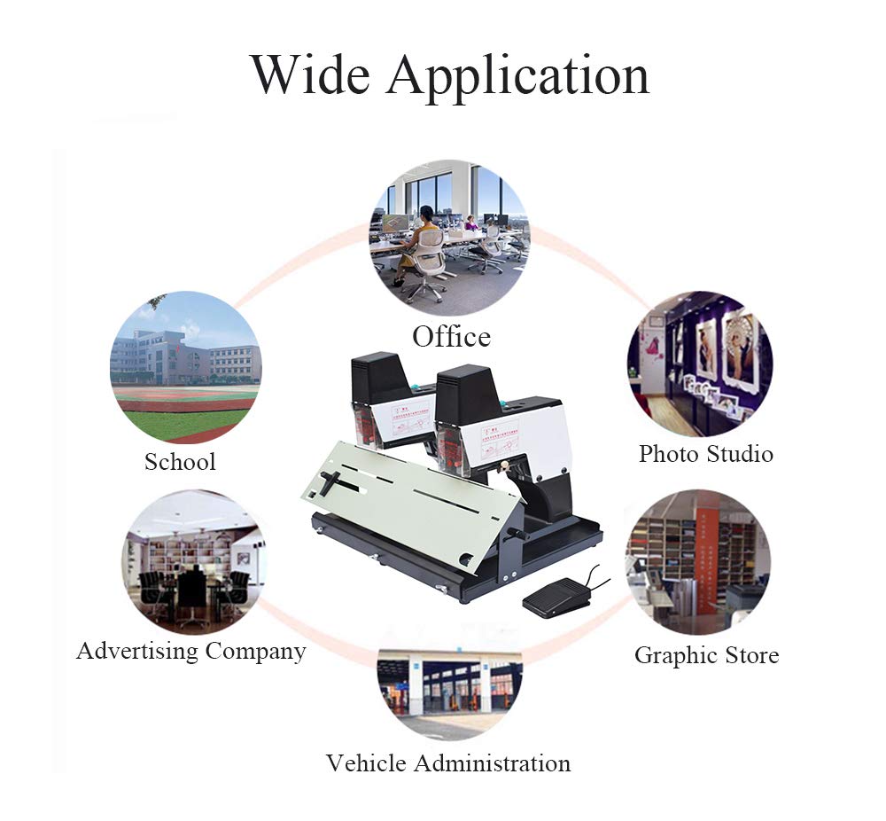 Hanchen Grapadora Eléctrica con Doble Cabeza 40 hojas Grapadora Automática Fuerza y Profundidad Ajustable para Oficinas Papelerías