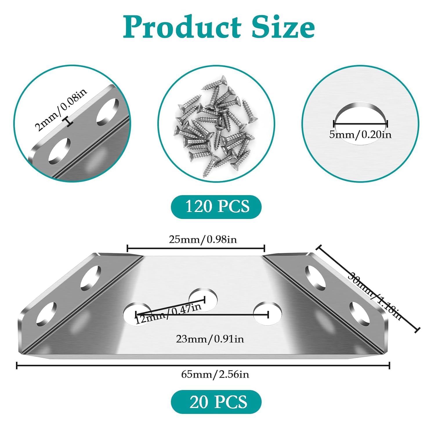 Stainless Steel Furniture Corner Connectors - 20 Pack -2 Stainless Steel Furniture Corner Connectors - 20 Pack -2