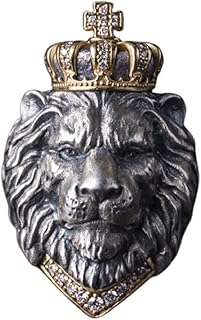 Crown Lion Ring,Gothic Lion Crown Ring for Men,Iced Out Punk Lion Head Ring Viking Lion Cross Ring for Boys,Vintage Retro Lion Totem Jewelry,Crown King Lion Ring
