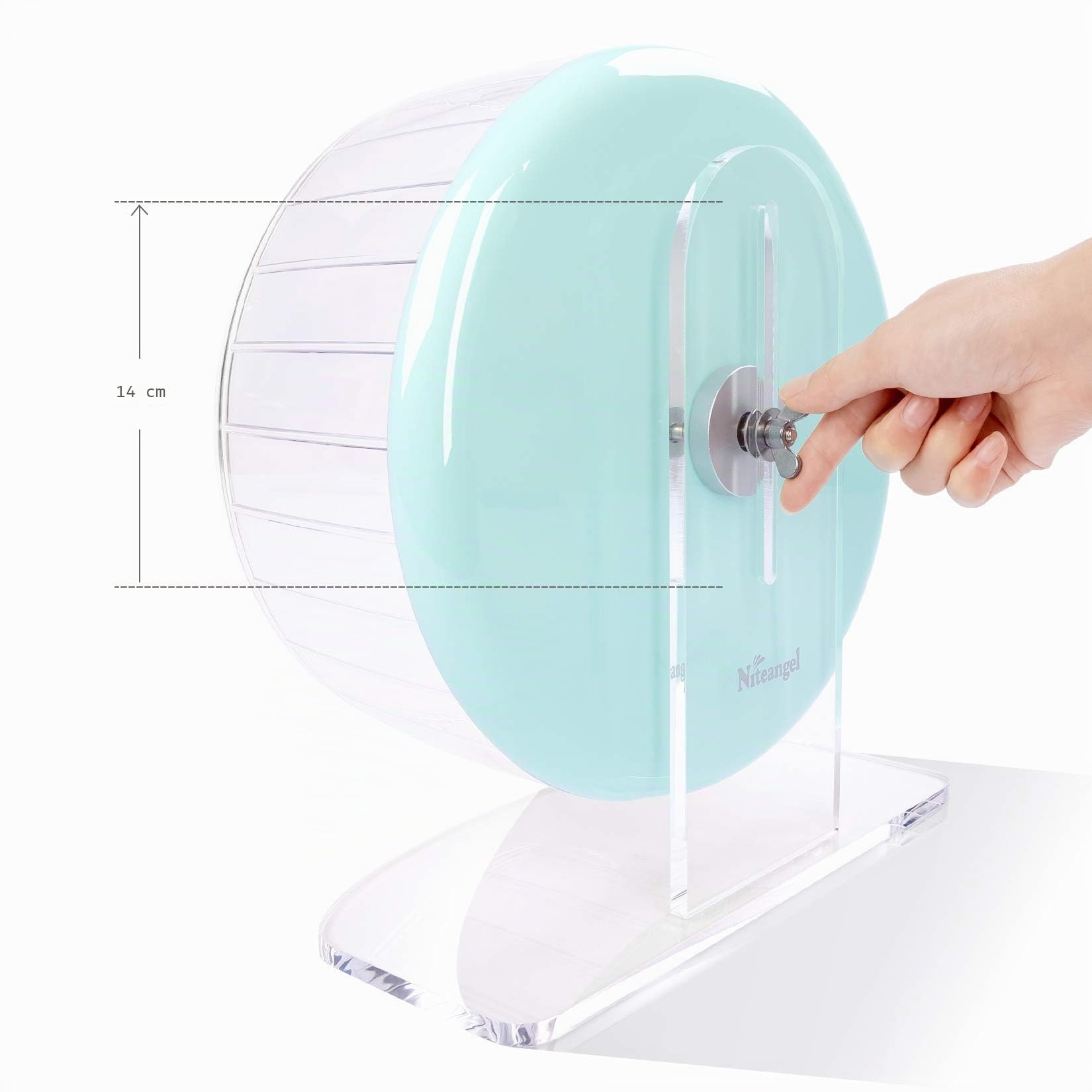 Niteangel Super-leise Hamsterräder - Leise Spinner-Hamsterräder mit verstellbarem Ständer für Zwerghamster, Gerbils, Mäuse oder andere kleine Tiere (L, Mintgrün)