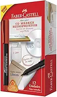 Caneta Retroprojetor, Faber-Castell, CDRETRO/VMZF, Vermelho, pacote de 12