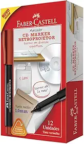 Caneta Retroprojetor, Faber-Castell, CDRETRO/VMZF, Vermelho, pacote de 12