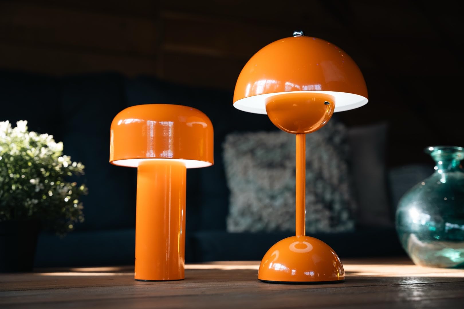 Luxus - Tischlampe Touch - Luna - Blau - H30 x Ø16 - Terrassenlampe - Schreibtischlampe - LED - Wiederaufladbar - Dimmbar - Kabellos - Batteriebetrieben - Tischlampe für innen und außen