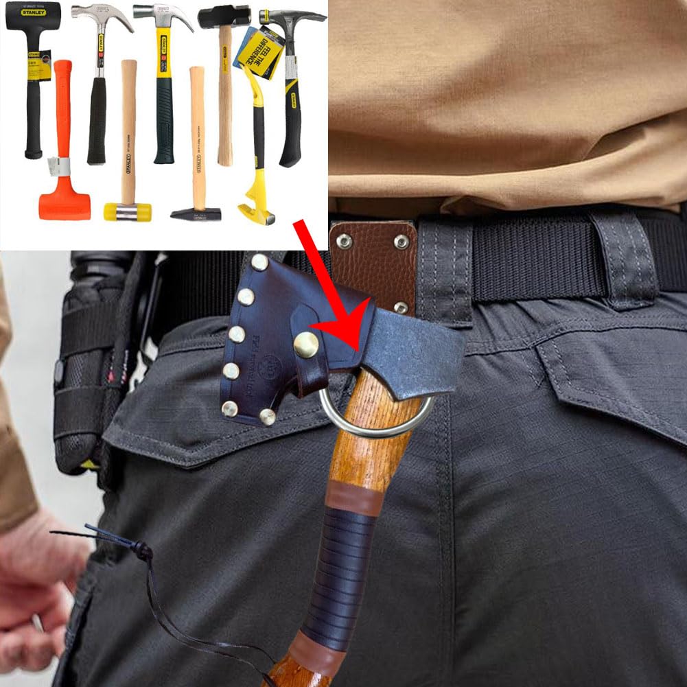 Qinwuwu Magnetic Hammer Holder Belt Clip - Leather Tool Clip For Hammers, Wrenches, Screws (Black)