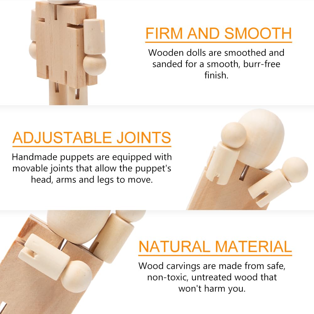 VANZACK 8 Bambole Di Legno Non Dipinte Fai Da Te – Figure Grezze Per Pittura E Artigianato