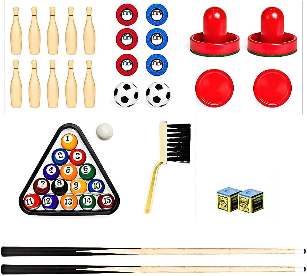 Best Deal 🛒 5-in-1 Multi Game Table: 48 Combo Game Table Set with Slide Hockey, Pool, Foosball, Shuffleboard and Bowling, Perfect for Home, Game Room, Arcades, Parties, Family Kids Adults