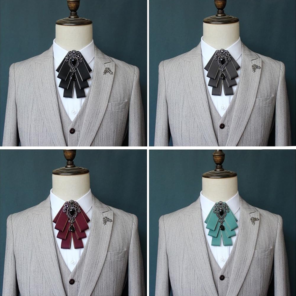 Bowknot Rhinestone Fashion Ribbon Bow Brooch Pre-Tied Bow tie for Men Women Neck Tie Christmas Wedding Party Ceremony