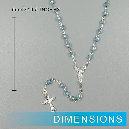 Miniatura 2 de Rosario de la Santa Comunión en tarro de botella de vidrio Recuerdos de Bautizo Quinceañera Perla Azul Claro Bautizo Recuerdos para Primera Comunión